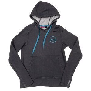 YETI cycling hoodie Womens small gray and blue thumb holes